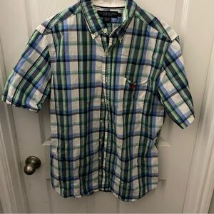 U.S Polo Assn. Short Sleeve Dress Shirt Mens 100% Cotton Size Large